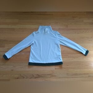 Dudley Stephens Light Blue Terry Fleece Turtleneck Green Trim Medium